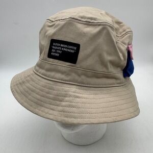 Dutch Bros‎ Coffee Radiate Kindness Bucket Hat Tan Pink Blue Cotton OS
